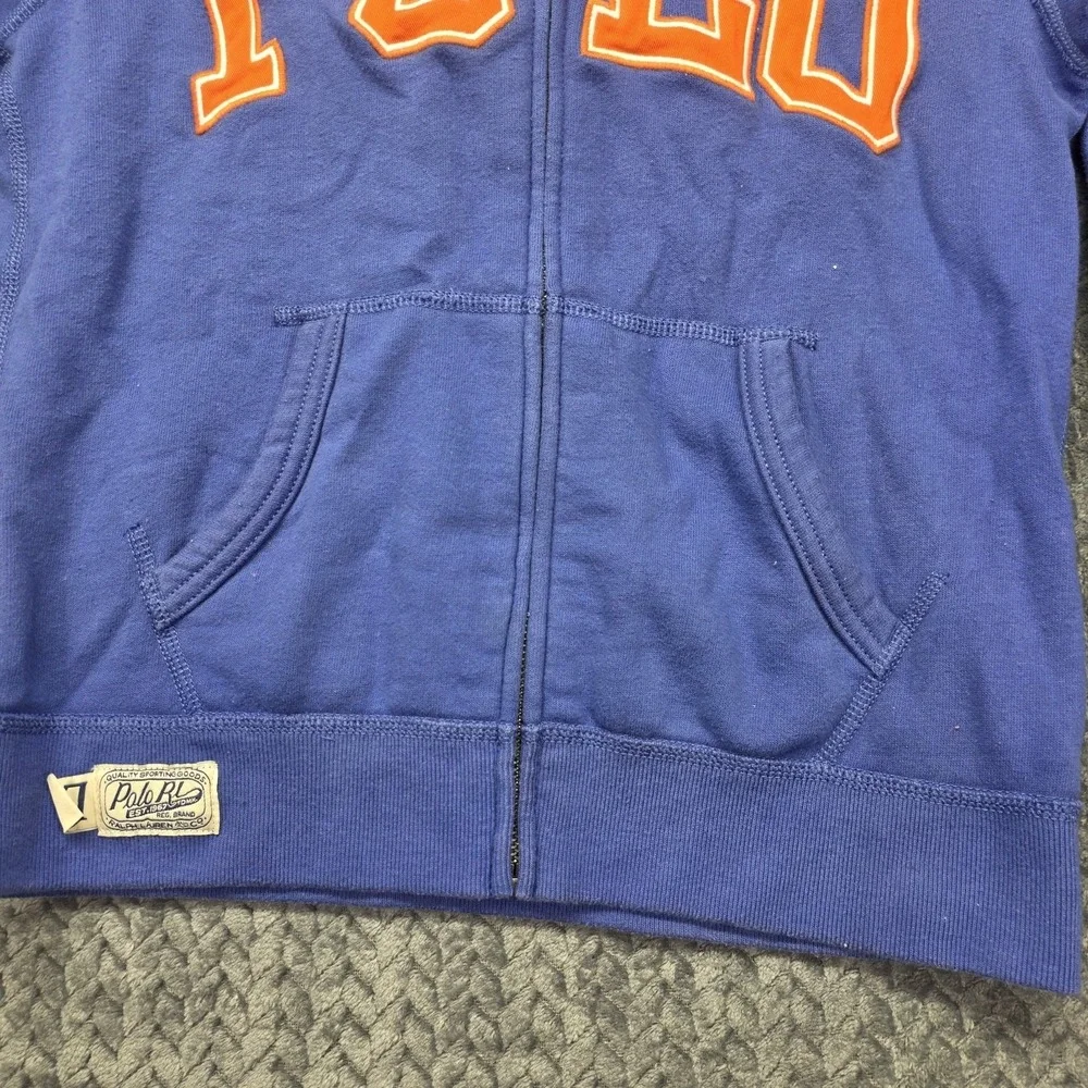 Polo Ralph‎ Lauren Full Zip Hoodie Boys Medium 10-12 Blue Pony Logo Spellout